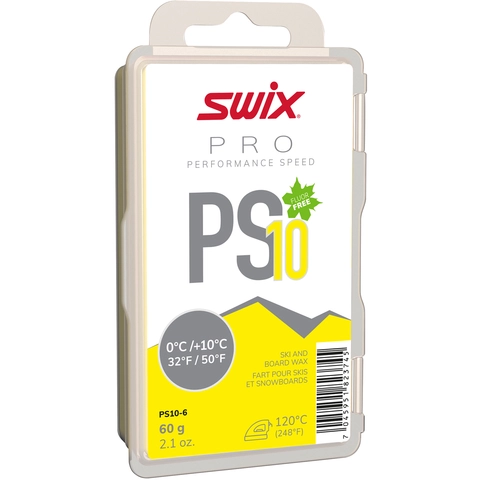 Swix PS10 Gul glider, 0°C/+10°C, 60g Fluorfri glider til tur/trening
