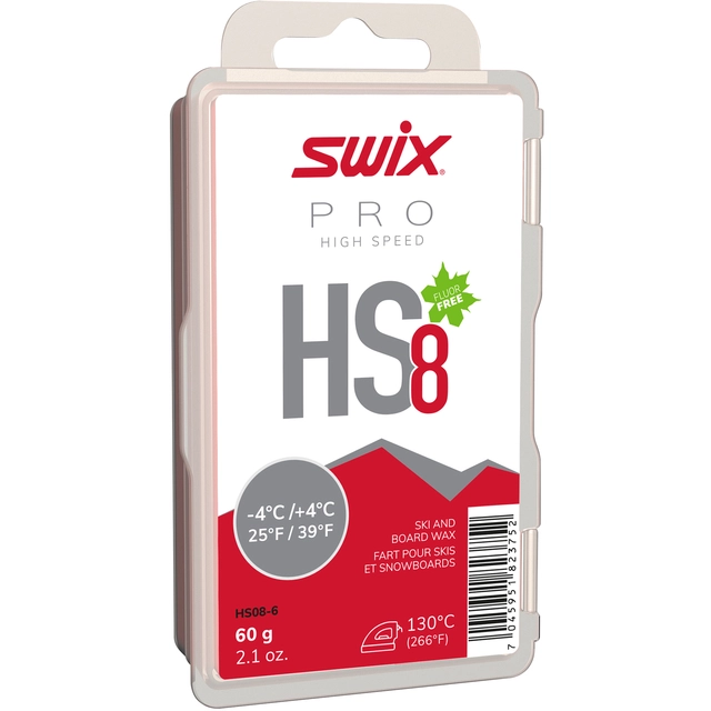 Swix HS8 Rød glider, -4°C/+4°C, 60g Fluorfri glider til trening/konkurranse 