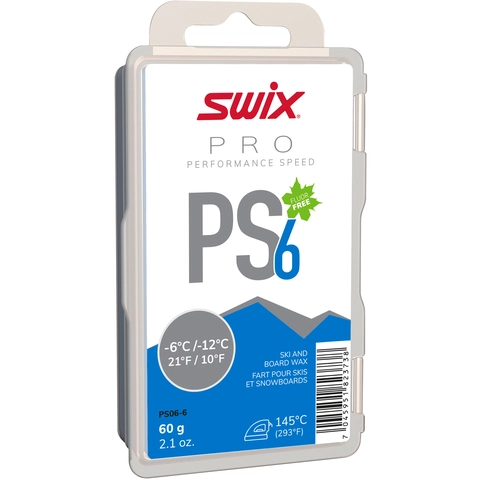 Swix PS6 Blå glider, -6°C/-12°C, 60g Fluorfri glider til tur/trening