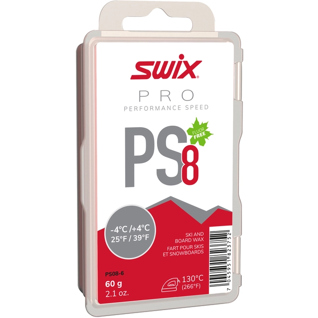 Swix PS8 Rød glider, -4°C/+4°C, 60g Fluorfri glider til tur/trening 