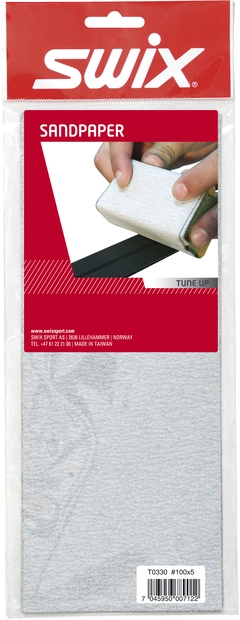 Swix T330 Sandpaper, 5 pcs #100 Sandpapir for rubbing av langrennski